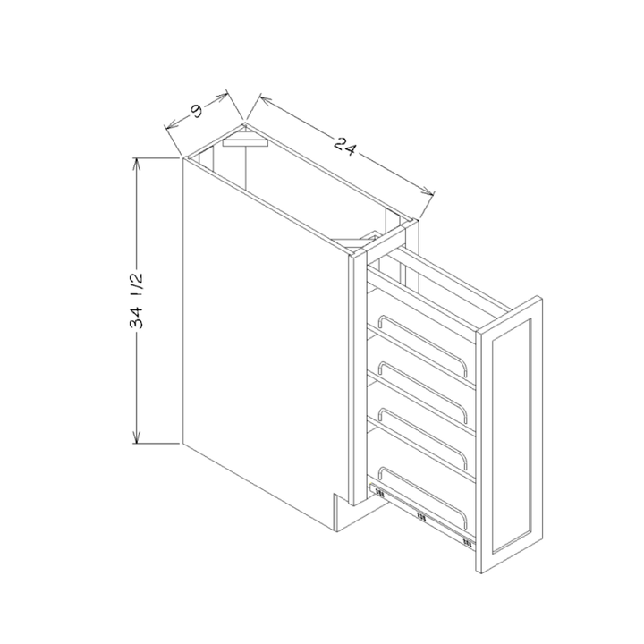 White Shaker 9" Full Height Door Base Kit w/ Shelf Pullout