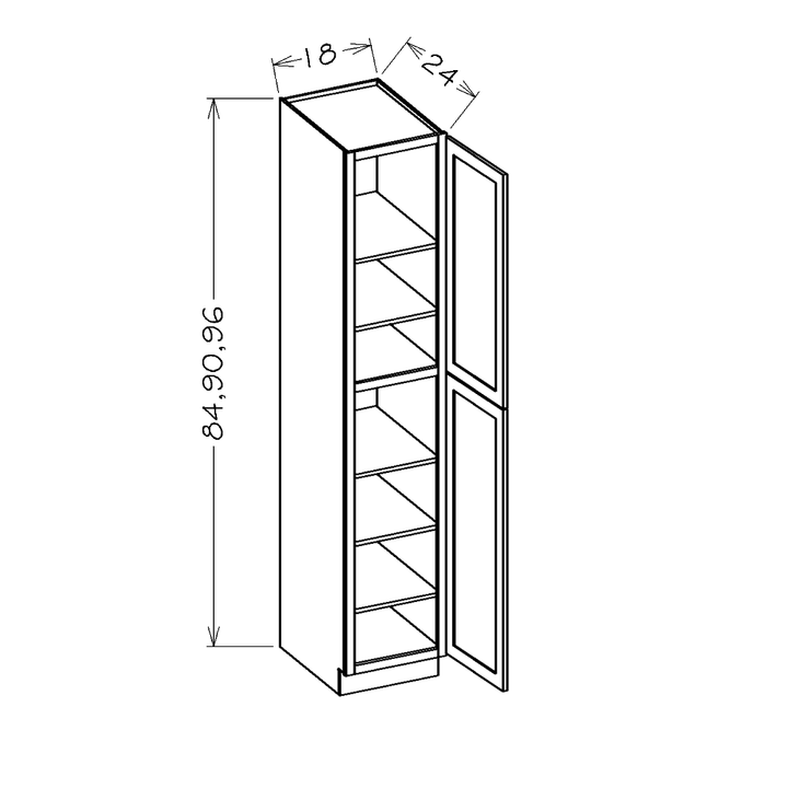 White Shaker 18"W x 84"H Wall Pantry