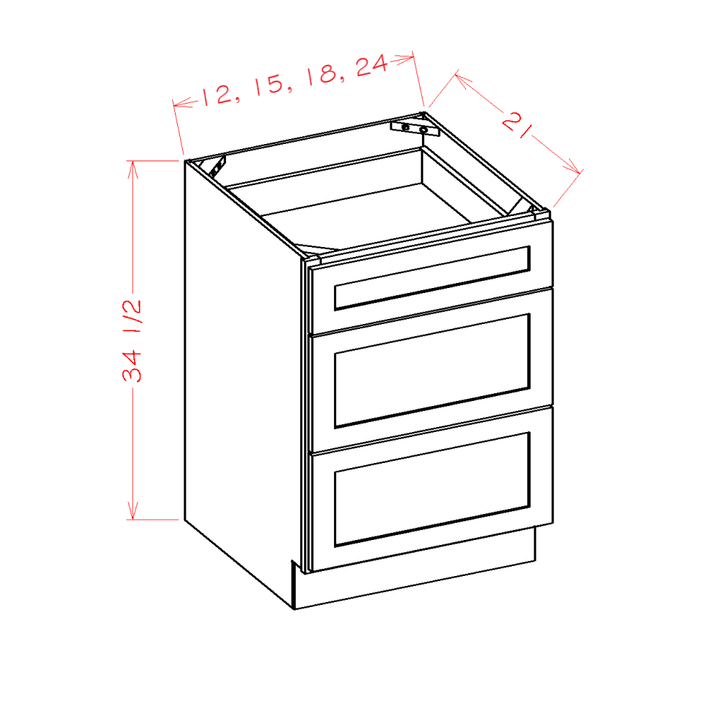 Gray Stained Shaker 12" Bathroom Vanity Drawer Base