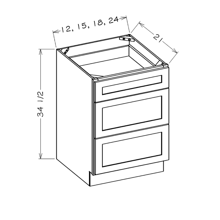 White Shaker 12" Vanity Drawer Base