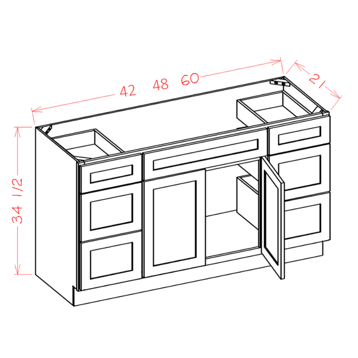 Gray Stained Shaker 48" Bathroom Vanity Combo w/ Drawers