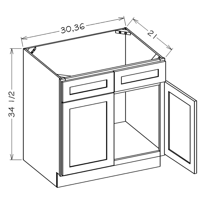 White Slim Shaker 36" Single Sink Bathroom Vanity