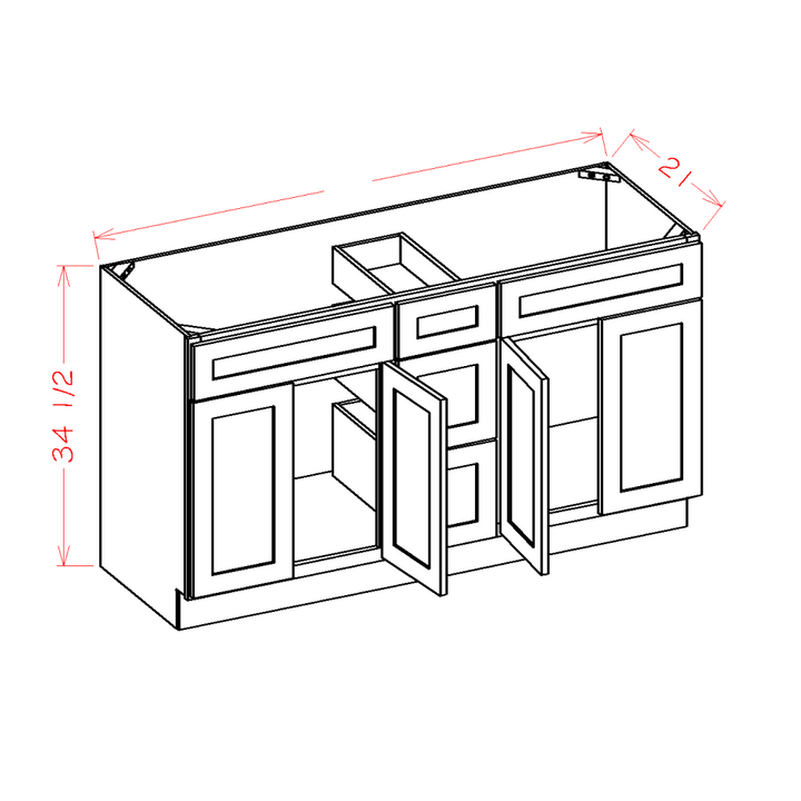 Dove Shaker 72" Double Sink Bathroom Vanity Combo w/ Drawers