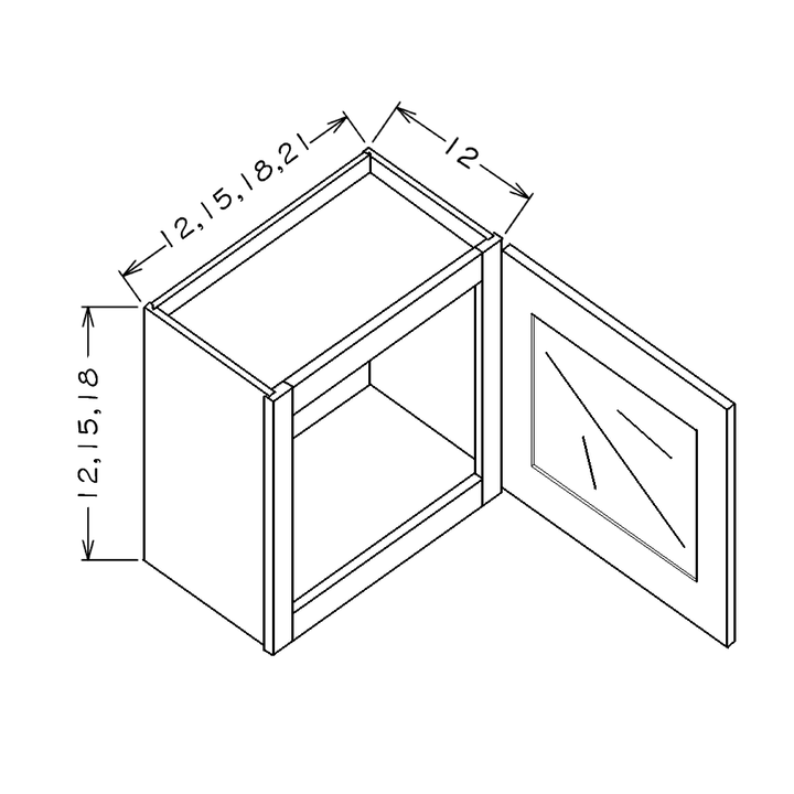 White Shaker 15"W x 12"H Stacker Wall Glass Door Cabinet with Finished Interior