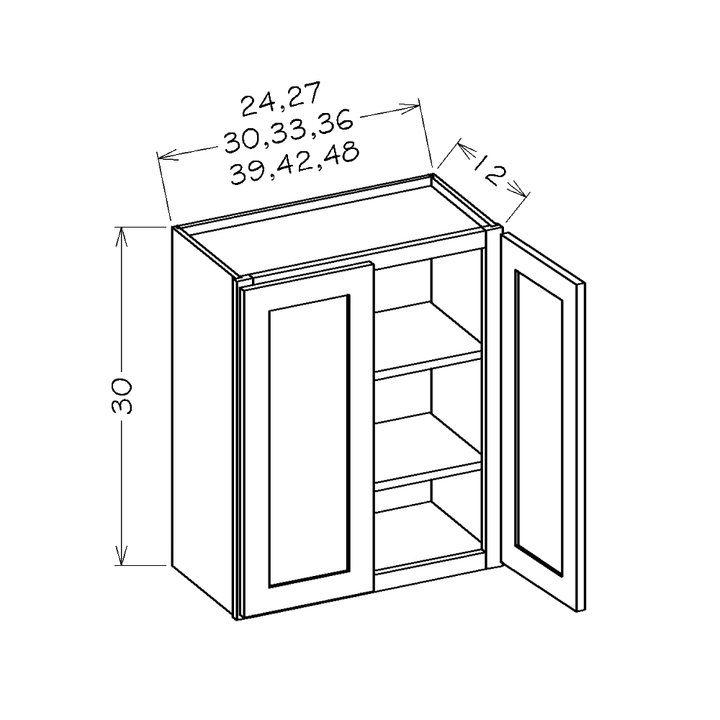 White Shaker 24"W x 30"H Wall Cabinet