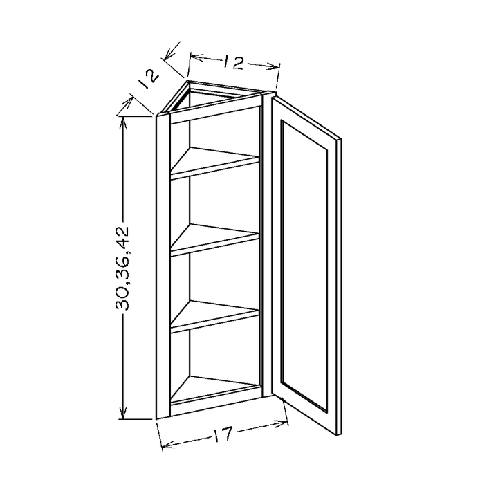 White Shaker 12"W x 30"H Angle Wall Cabinet