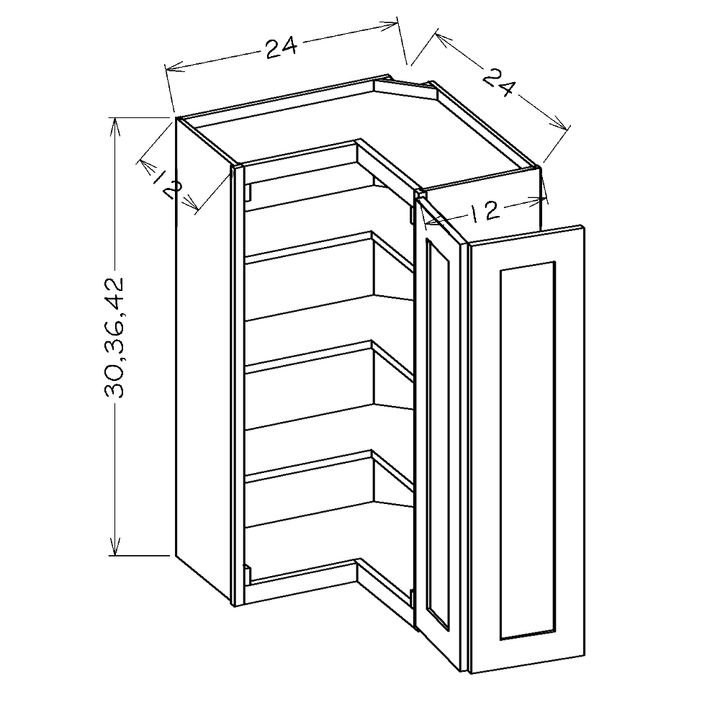 Hickory Shaker 24"W x 36"H Wall Easy Reach Cabinet