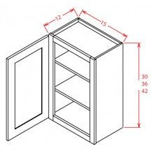 Saddle Brown 15"W X 42"H Wall Glass Door Cabinet with Finished Interior