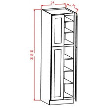 White Slim Shaker 24"W X 90"H Wall Pantry