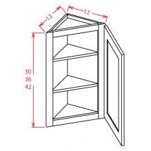 Saddle Brown 12"W X 42"H Angle Wall Cabinet