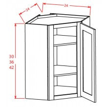 White Slim Shaker 24"W X 30"H Wall Diagonal Corner Cabinet