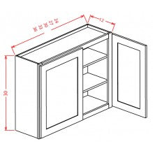 White Slim Shaker 24"W X 30"H Wall Cabinet