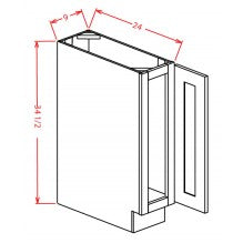 Sage Green 9" Full Height Door Base Cabinet