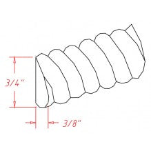 White Slim Shaker 3/8"D X 3/4"H X 96"W Rope moulding