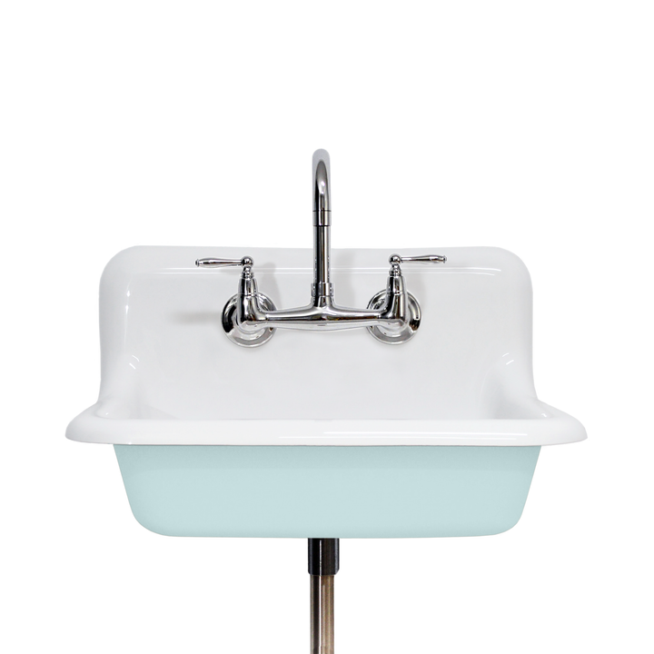 24" Vintage Wall Mount Bathroom and Utility Sink with Polished Chrome Faucet and Drain (Open Air Exterior)