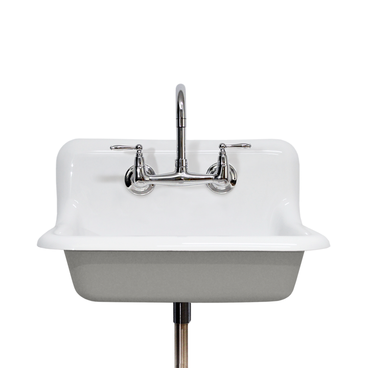 24" Vintage Wall Mount Bathroom and Utility Sink with Polished Chrome Faucet and Drain (Summit Gray Exterior)
