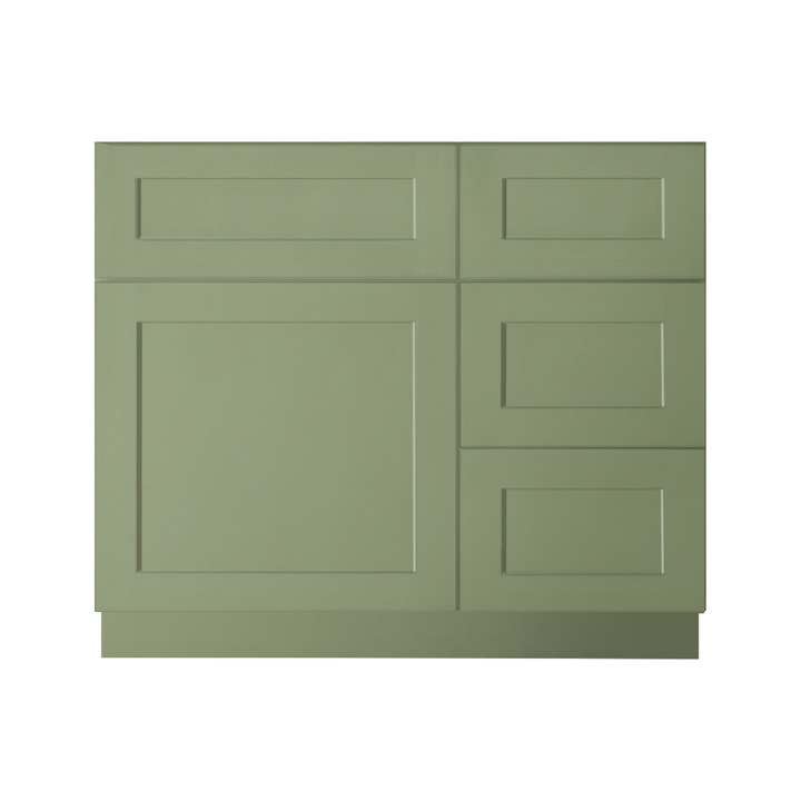 Sage Green Shaker 36" Vanity Combo w/ Drawers on Right