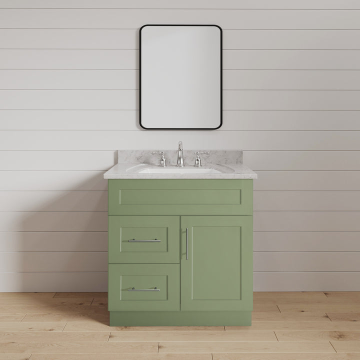 Sage Green Shaker 24" Vanity Combo w/ Drawers on Left