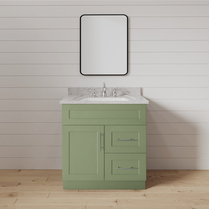 Sage Green Shaker 24" Vanity Combo w/ Drawers on Right