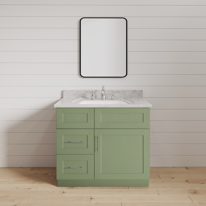 Sage Green Shaker 30" Vanity Combo w/ Drawers on Left