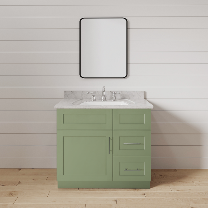 Sage Green Shaker 30" Vanity Combo w/ Drawers on Right