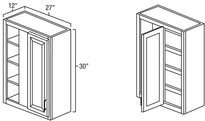 Natural Shaker 27" x 30" Blind Corner Wall Cabinet