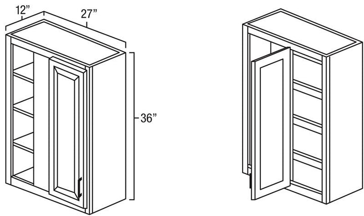 Natural Shaker 27" x 36" Blind Corner Wall Cabinet