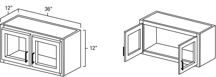 Natural Shaker 36" x 12" Wall Cabinet w/ a Plain Glass Doors