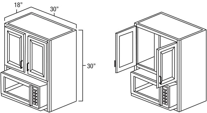 Natural Shaker 30" x 30" Microwave Cabinet