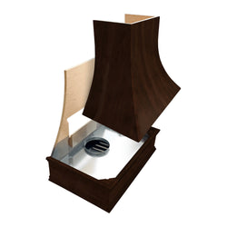 Wood Range Hood With Tapered Strapped Front and Block Trim - 30", 36", 42", 48", 54" and 60" Widths Available