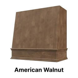 Wood Range Hood With Angled Front and Decorative Trim - 30", 36", 42", 48", 54" and 60" Widths Available