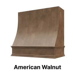 Wood Range Hood With Sloped Front and Decorative Trim - 30", 36", 42", 48", 54" and 60" Widths Available