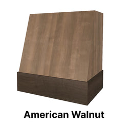 Wood Range Hood With Angled Front and Walnut Band - 30", 36", 42", 48", 54" and 60" Widths Available