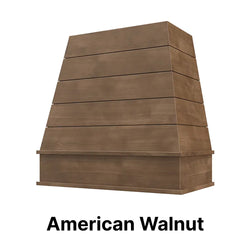 Wood Range Hood With Tapered Shiplap Front and Block Trim - 30", 36", 42", 48", 54" and 60" Widths Available