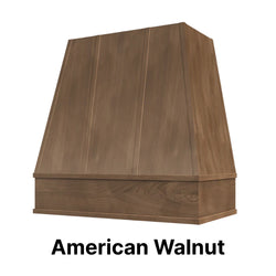 Wood Range Hood With Tapered Strapped Front and Block Trim - 30", 36", 42", 48", 54" and 60" Widths Available