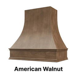 Wood Range Hood With Curved Front and Decorative Trim - 30" 36" 42" 48" 54" and 60" Widths Available