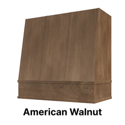Wood Range Hood With Angled Strapped Front and Block Trim - 30", 36", 42", 48", 54" and 60" Widths Available