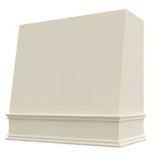 Antique White Wood Range Hood With Angled Front and Decorative Trim - 30", 36", 42", 48", 54" and 60" Widths Available