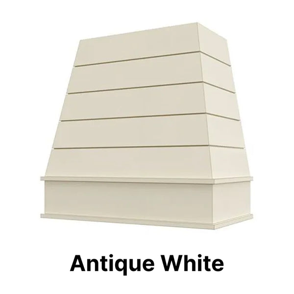 Wood Range Hood With Tapered Shiplap Front and Block Trim - 30", 36", 42", 48", 54" and 60" Widths Available