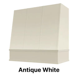 Wood Range Hood With Angled Strapped Front and Block Trim - 30", 36", 42", 48", 54" and 60" Widths Available