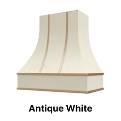 Wood Range Hood With Curved Front and Brass Strapping - 30" 36" 42" 48" 54" and 60" Widths Available
