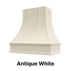 Wood Range Hood With Curved Strapped Front and Decorative Trim - 30" 36" 42" 48" 54" and 60" Widths Available