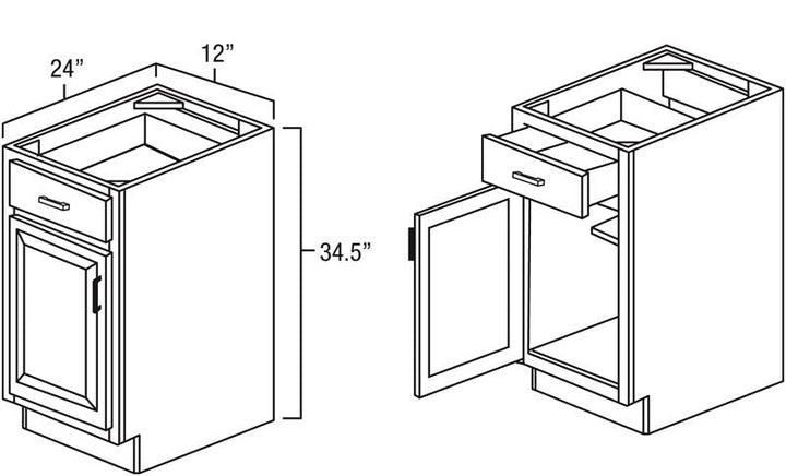 Natural Shaker 12" Base Cabinet