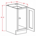 Sage Green 15" Full Height Door Base Cabinet