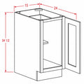 Classic White 15" Full Height Door Base Cabinet