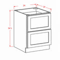 Classic White 24" 2-Drawer Base Cabinet