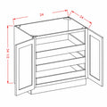 Classic White 24" Full Height Door Base Cabinet w/ 3 Rollout Shelves