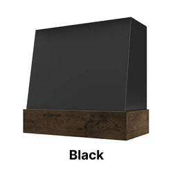 Wood Range Hood With Angled Front and Walnut Band - 30", 36", 42", 48", 54" and 60" Widths Available