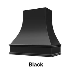 Wood Range Hood With Curved Front and Decorative Trim - 30" 36" 42" 48" 54" and 60" Widths Available