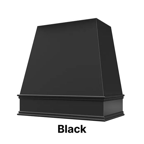 Wood Range Hood With Tapered Front and Decorative Trim - 30", 36", 42", 48", 54" and 60" Widths Available